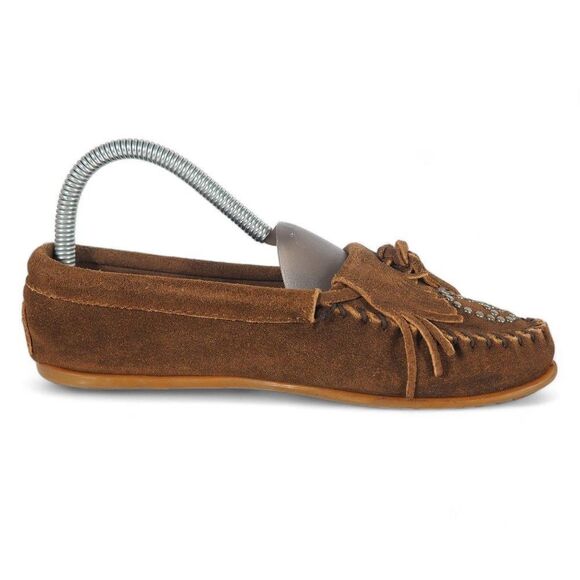 Minnetonka "Peace" Suede Slip-on Moccasins Brown Women's 7 - Picture 7 of 11